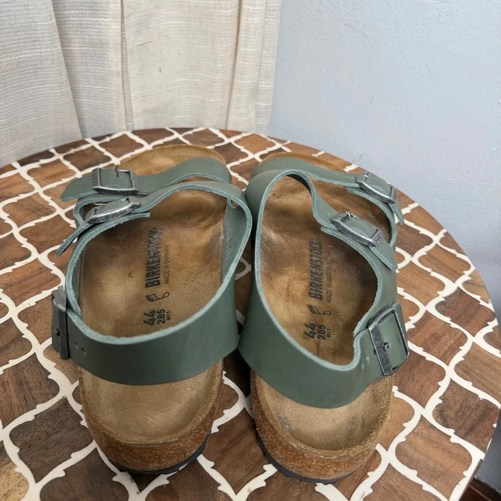 Birkenstock Milano Natural Leather Sandals Green Vintage Wood Thyme Men's 44 11